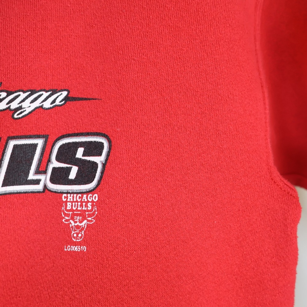 Vintage 90s Chicago Bulls Logo 7 Hoodie Kids L 14-16 Basketball Red Cotton - Picture 13 of 16